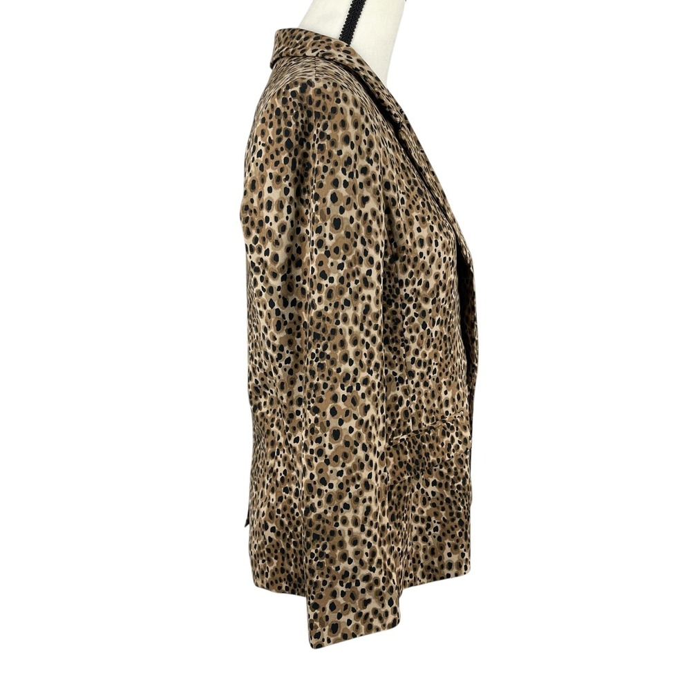 LOFT Petites Blazer Jacket 6P Brown Black Leopard Animal Print Open Front Career - Picture 4 of 12